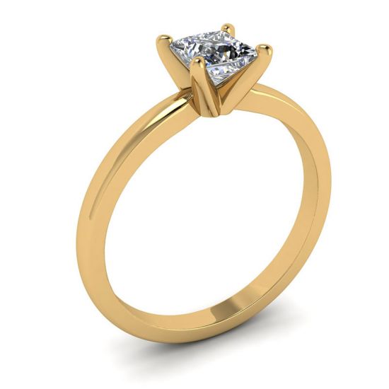 프린세스 다이아몬드가 세팅된 혼합 금 약혼 반지,  이미지 확대 4