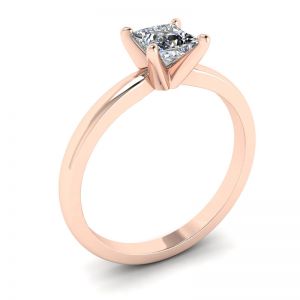 프린세스 다이아몬드가 세팅된 혼합 로즈 및 화이트 골드 링 - 사진 3