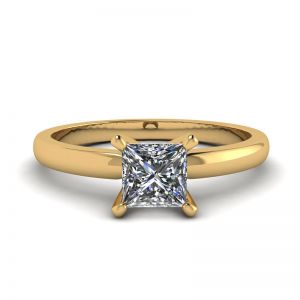 프린세스 다이아몬드가 세팅된 혼합 금 약혼 반지