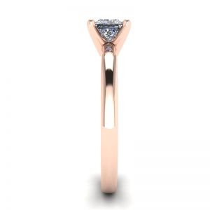 프린세스 다이아몬드가 세팅된 혼합 로즈 및 화이트 골드 링 - 사진 2