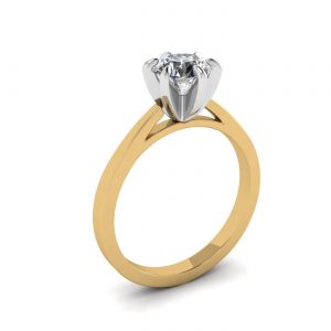 다이아몬드가 세팅된 혼합 금 약혼 반지 - 사진 3