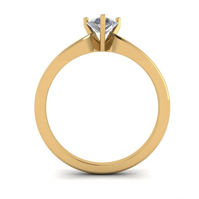 6프롱 옐로우 골드 페어 다이아몬드 솔리테어 링 - 사진 1