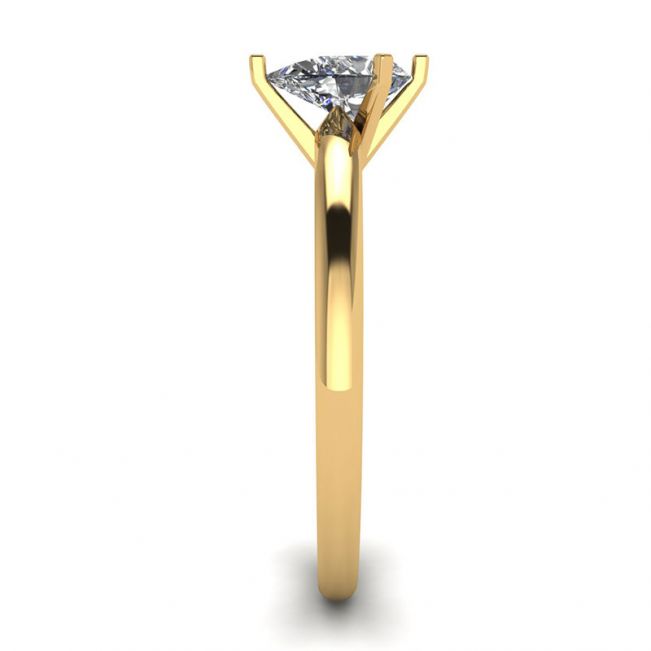 6프롱 옐로우 골드 페어 다이아몬드 솔리테어 링 - 사진 2