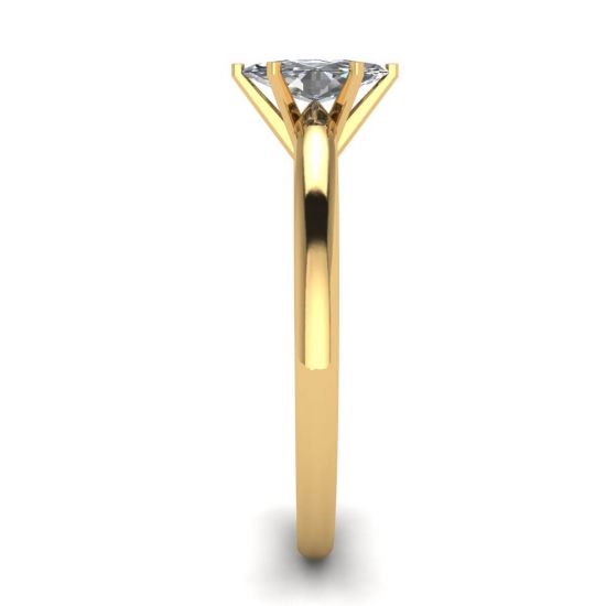 18K 옐로우 골드 6프롱 마퀴즈 다이아몬드 링, More Image 1