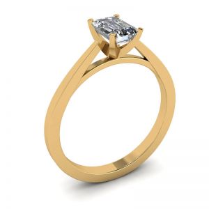 18K 옐로우 골드의 미래지향적인 스타일 에메랄드 컷 다이아몬드 링 - 사진 3