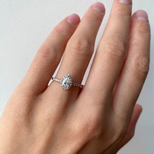 후광이 있는 배 다이아몬드 반지 - 사진 4