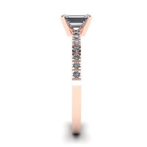 에메랄드 컷 다이아몬드가 세팅된 18K 로즈 골드 링 - 사진 2