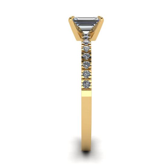 에메랄드 컷 다이아몬드가 세팅된 18K 옐로우 골드 링,  이미지 확대 3