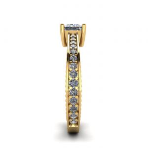 18K 옐로우 골드에 파베가 있는 오리엔탈 스타일 프린세스 다이아몬드 링 - 사진 2