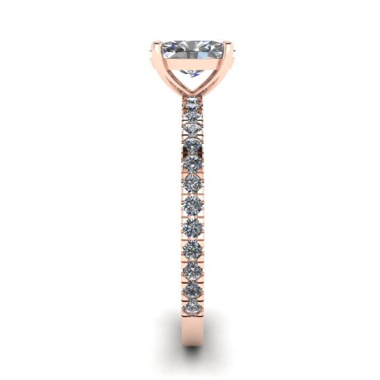 로즈 골드에 파베가 있는 오벌 다이아몬드 링,  이미지 확대 3