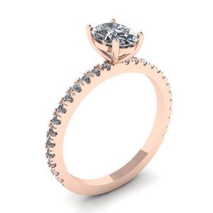 로즈 골드에 파베가 있는 오벌 다이아몬드 링 - 사진 3