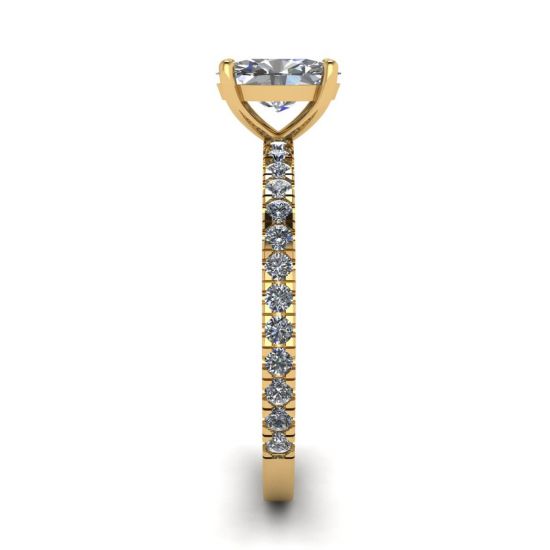 파베 장식의 옐로우 골드 오벌 다이아몬드 링,  이미지 확대 3