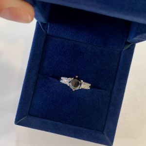 듀오 컬러 파베 링 로즈 골드가 있는 6프롱 블랙 다이아몬드 - 사진 6