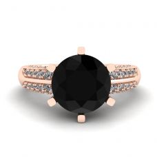 듀오 컬러 파베 링 로즈 골드가 있는 6프롱 블랙 다이아몬드