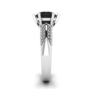 듀오 컬러 파베 링 화이트 골드가 있는 6프롱 블랙 다이아몬드 - 사진 2