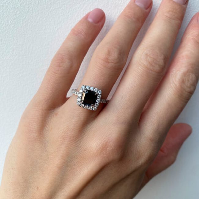 프린세스 블랙 다이아몬드 반지 - 사진 4