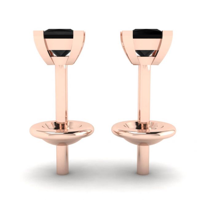 4mm 프린세스 컷 블랙 다이아몬드 스터드 이어링 로즈 골드 - 사진 1 4mm 프린세스 컷 블랙 다이아몬드 스터드 이어링 로즈 골드 - 사진 1