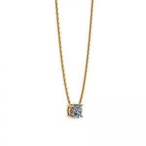 얇은 체인 옐로우 골드의 클래식 솔리테어 다이아몬드 목걸이 - 사진 1