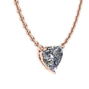 얇은 체인 로즈 골드 하트 다이아몬드 솔리테어 목걸이 - 사진 1