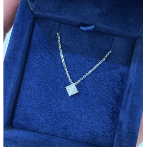 롬버스 프린세스 컷 다이아몬드 솔리테어 목걸이 화이트 골드 - 사진 2
