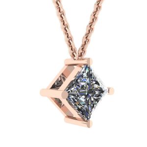 롬버스 프린세스 컷 다이아몬드 솔리테어 목걸이 로즈 골드 - 사진 1