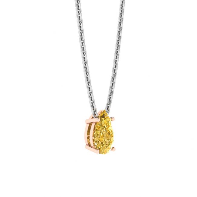 배 모양의 팬시 옐로우 다이아몬드 체인 목걸이 로즈 골드 - 사진 1