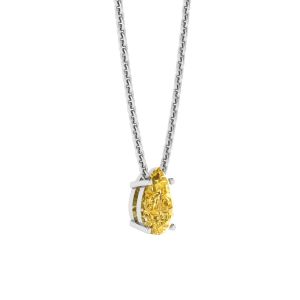 배 모양의 팬시 옐로우 다이아몬드 체인 목걸이 화이트 골드 - 사진 1