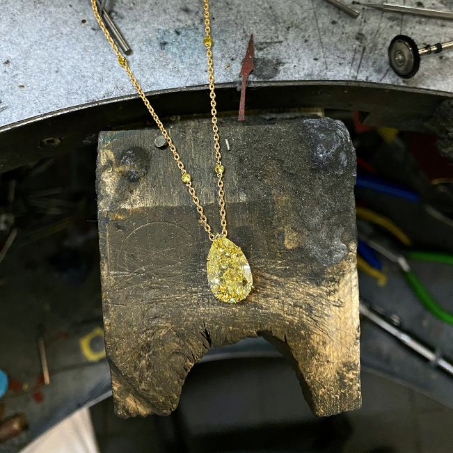 배 모양의 팬시 옐로우 다이아몬드 체인 목걸이 로즈 골드 - 사진 2