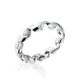 다이아몬드와 바다 진주가 세팅된 반지 - 루반 컬렉션
