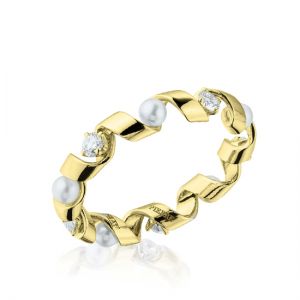 다이아몬드와 바다 진주가 세팅된 반지 - 루반 컬렉션 - 사진 1