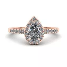 18K 로즈 골드 Halo Diamond Pear Shape 링