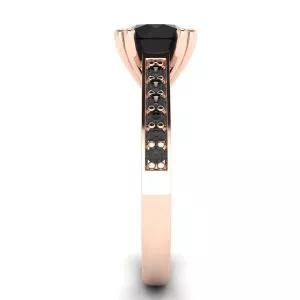 블랙 파베 18K 로즈 골드 링이 있는 라운드 블랙 다이아몬드 - 사진 2