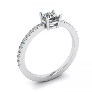 화이트 다이아몬드 사이드 파베 링 18K 화이트 골드 - 사진 3