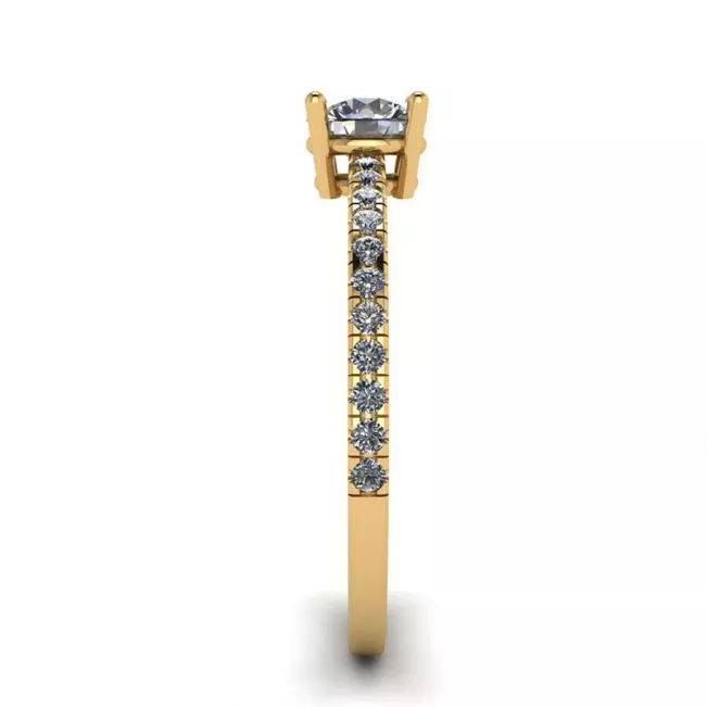 화이트 다이아몬드 사이드 파베 링 18K 옐로우 골드 - 사진 2
