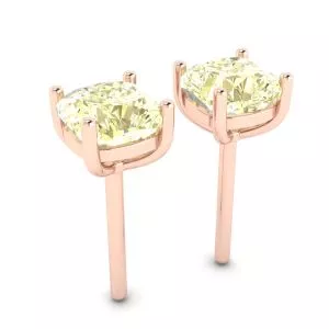 18K 로즈 골드 쿠션 옐로우 다이아몬드 스터드 이어링 - 사진 2
