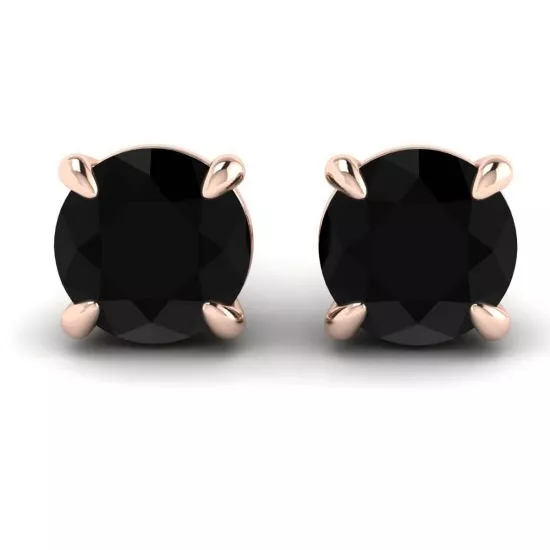 5mm 블랙 다이아몬드 스터드 이어링 로즈 골드, 이미지 확대 1
