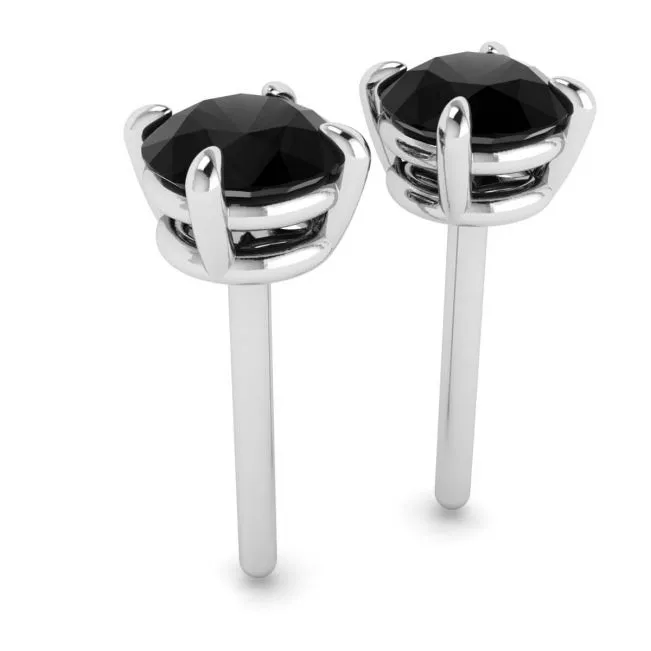 5mm 블랙 다이아몬드 스터드 이어링 - 사진 2