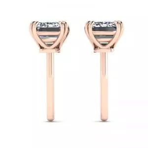 에메랄드 컷 다이아몬드 스터드 이어링 로즈 골드 - 사진 2
