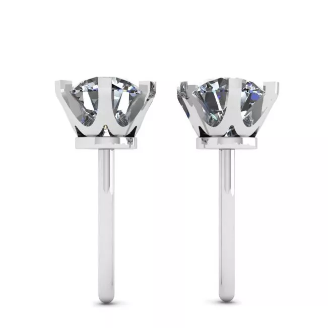 18K 화이트 골드 클래식 다이아몬드 스터드 이어링 - 사진 1