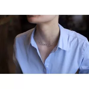 다이아몬드와 바다 진주가 세팅된 빅 스마일 목걸이 - Ruban 컬렉션 - 사진 1